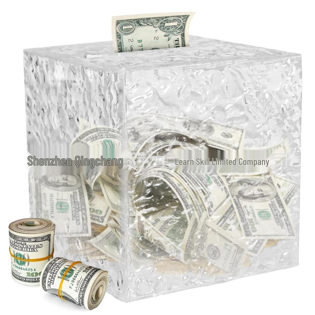 Stone & Diamond Pattern Transparent Acrylic Piggy Bank