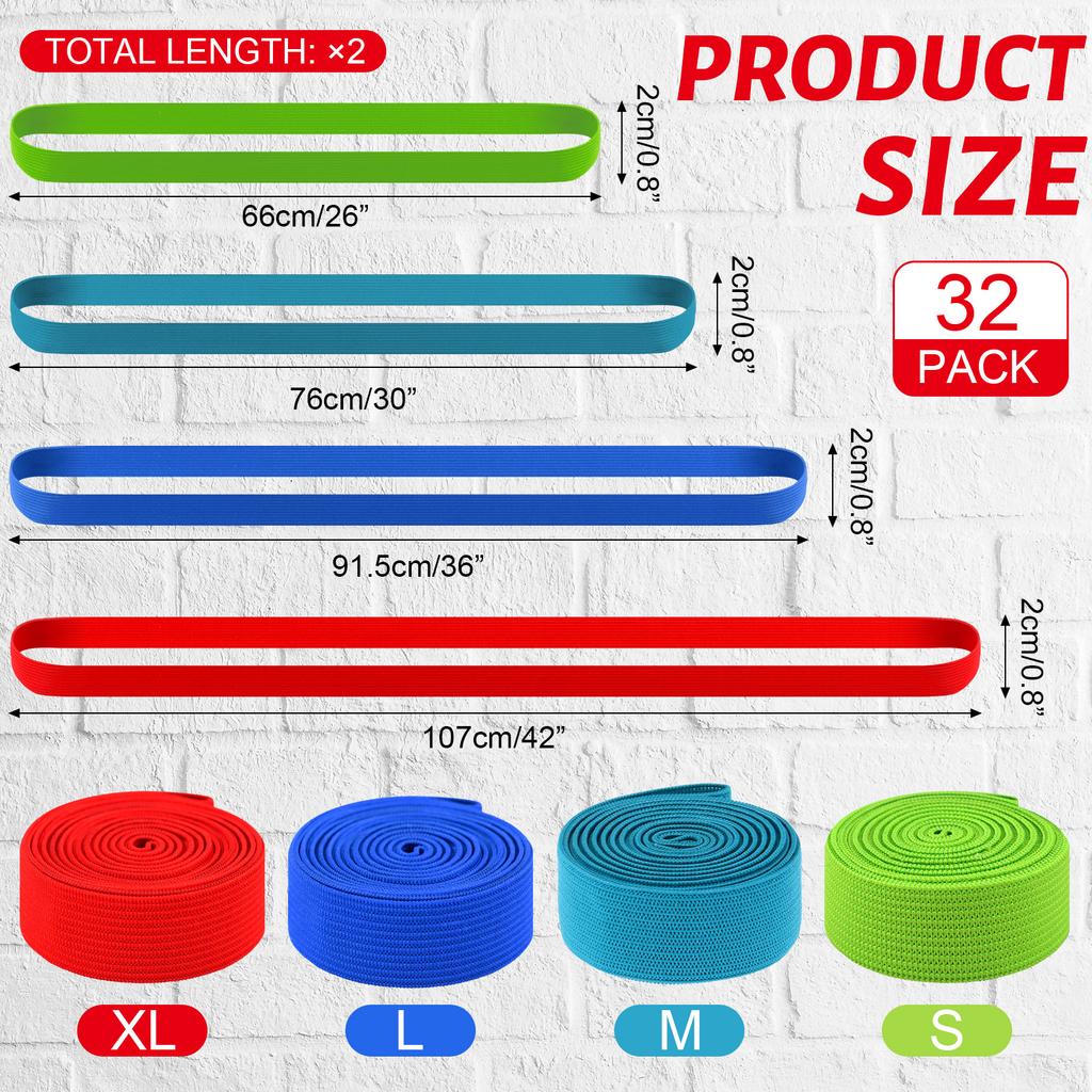 32 ks 4 velikosti Extra velké gumové pásky na stěhování 84"/72"/59,8"/52" Balicí pásky Velké elastické pásky Šikovné pro stěhování nábytku An