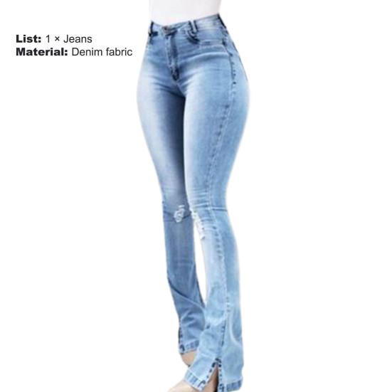 Pantalones Vaqueros de Cintura Alta Largos Elásticos con Diseño Acampanado para Uso Diario