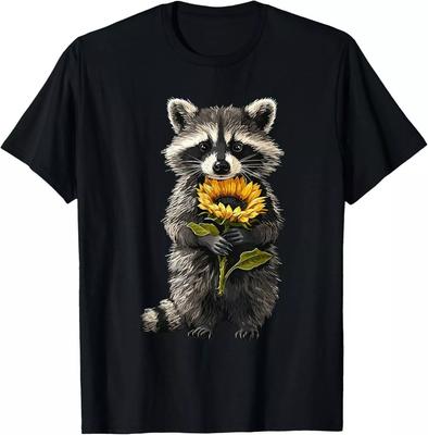 Waschbär mit Sonnenblume Niedliche Blume Muttertag T-Shirt