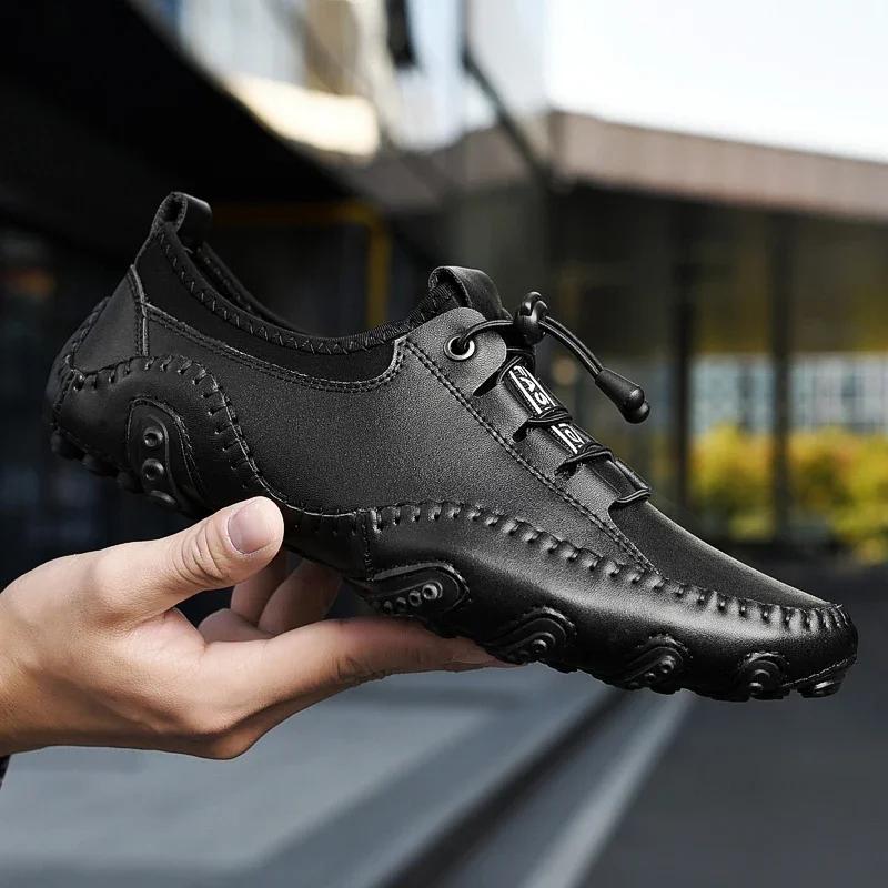 Fashion Men's Casual Summer Shoes Sneakers Men Genuine Leather New Outdoor Shoes Men Loafers Vintage Designer Leisure Big Size 38-47