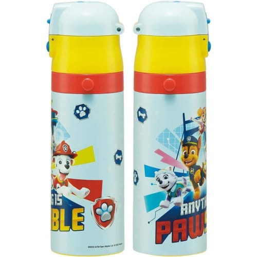 Skater Kids' Stainless Steel Water Bottle, 2-Way Design, 470ml (Direct Drinking) and 430ml (Cup Drinking), Paw Patrol 23 Design, Kid-Friendly and Ligh
