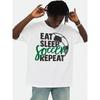 Mărimi europene Eat Sleep Soccer Repeat Tricou T Shirt Bărbați Elegant Grafic Alb Sezon de Vară și Primăvară