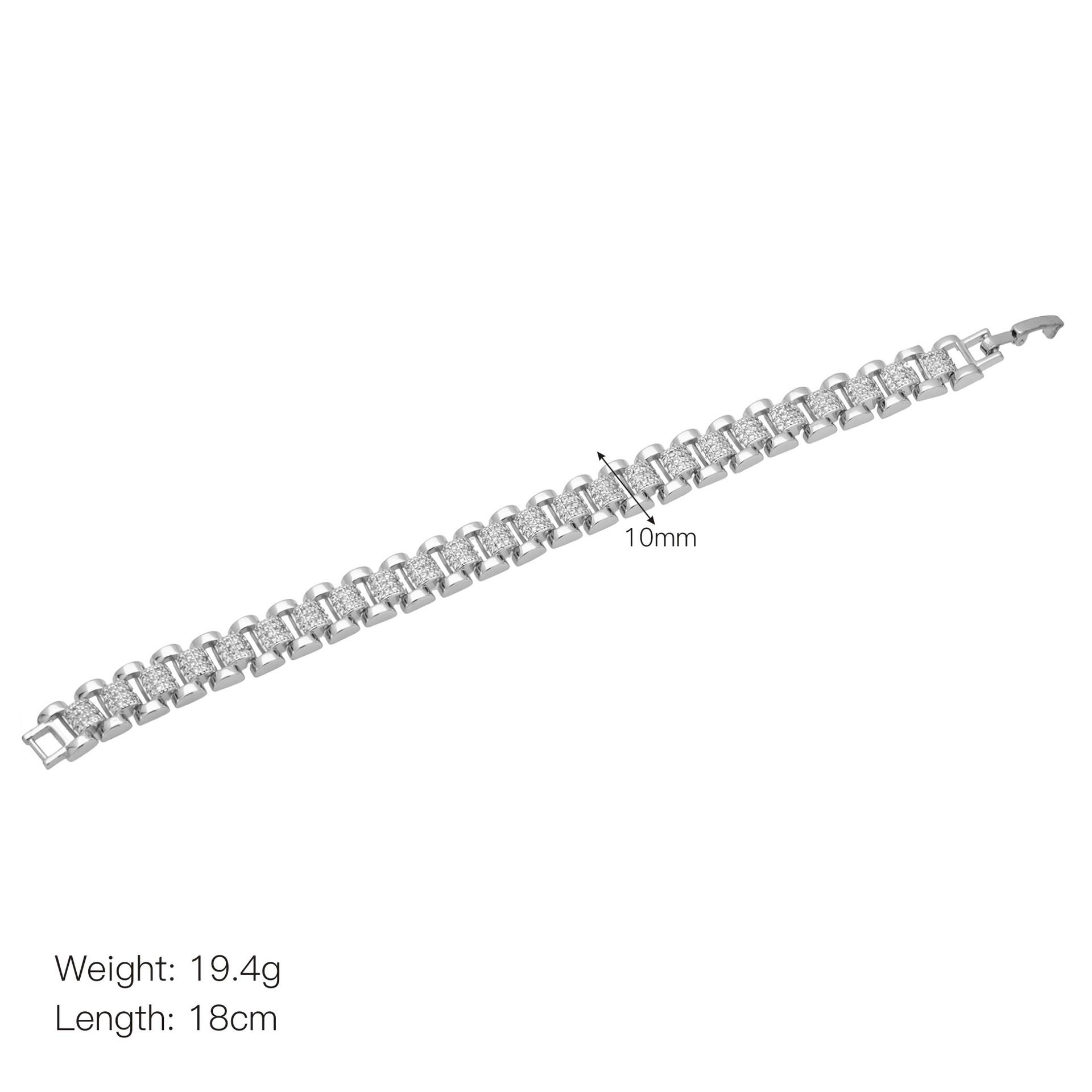 

Copper Plated Zirconium Hip Hop Punk Watch With Hipster Bracelet Bracelet Tank Chain