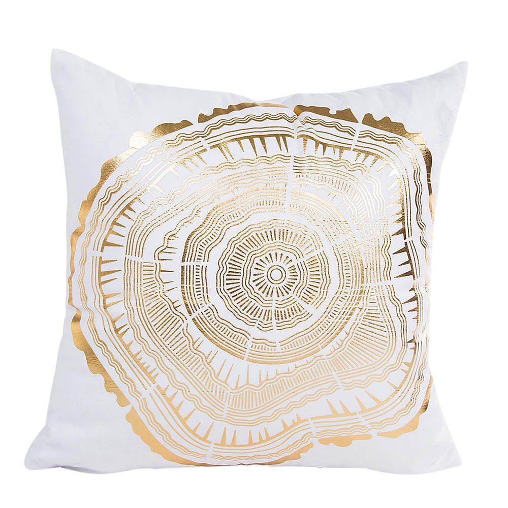 Gold Foil Printing Pillow Case Sofa Waist Throw Cushion Cover Home Decor 