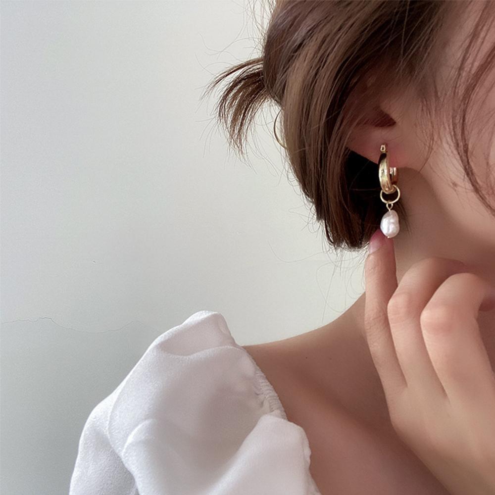 Fashion Women Charm Vintage Elegant Freshwater Pearl Pearl Earrings Fashion Jewelry Hoop Earrings