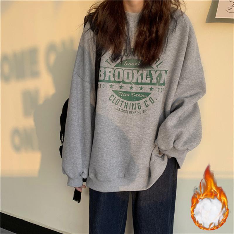 Padded Sweater Women Winter Hatless Jacket Ins Harajuku Wind Loose Student Tops Couples Wear Casual T-shirt Fashion Retro Versatile Sweatshirt