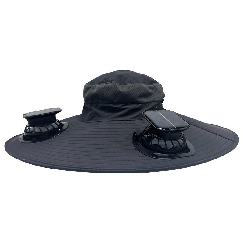Chapéu com Proteção Solar com Ventiladores Duplos Solar USB Recarregável Para Pesca ao Ar Livre Caminhada Homens