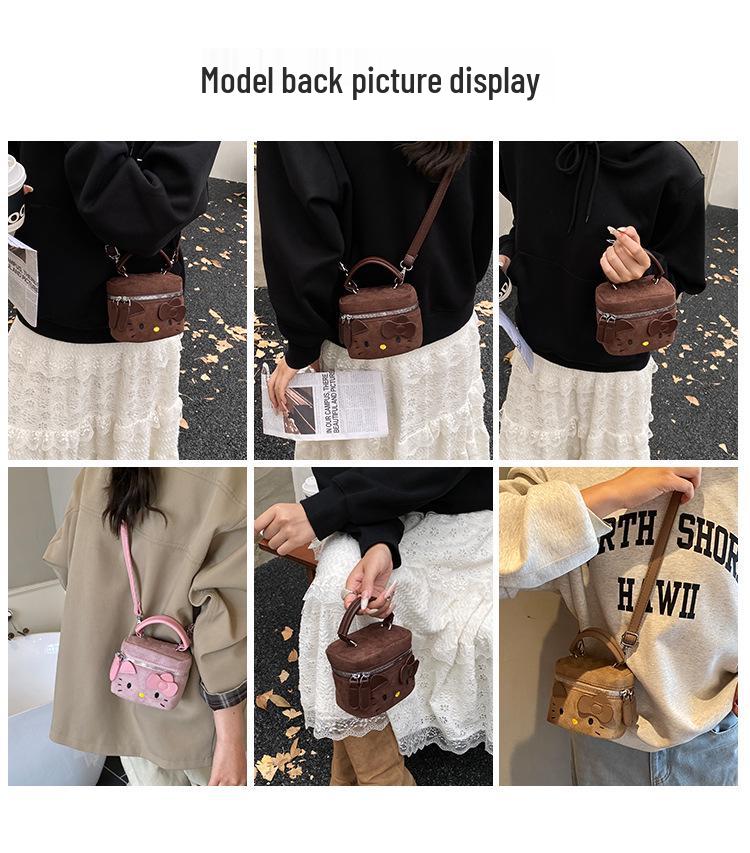 Crossbody Children's Cartoon Kitten Embroidered Handbag & Coin Purse - Cute Autumn/Winter Accessory for Girls