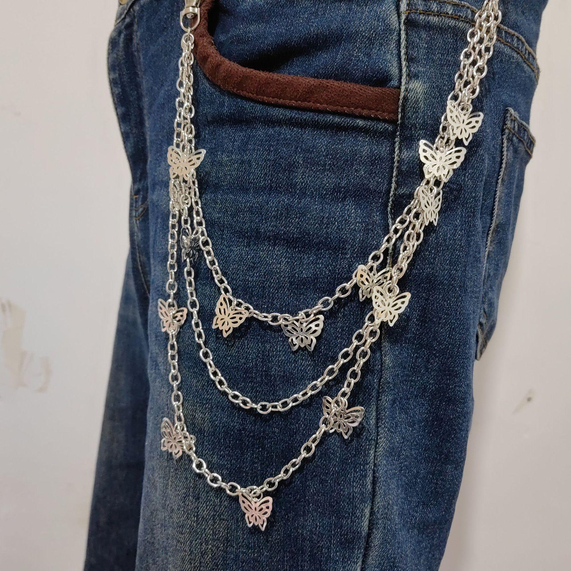 Women s Punk-Style Belt with Butterfly & Star Chains