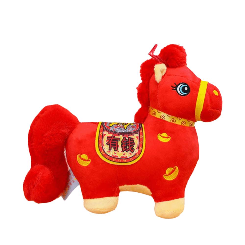 Soft Horse Stuffed Toys Red Pony Plush Doll Funny Chinese Zodiac Horse  Home Decor