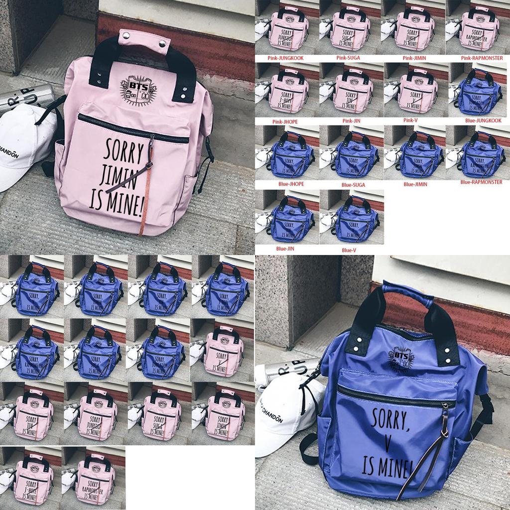 Adorable Kpop Bts Backpack Cute Shoulder Bag With Solid Pattern For School Essentials