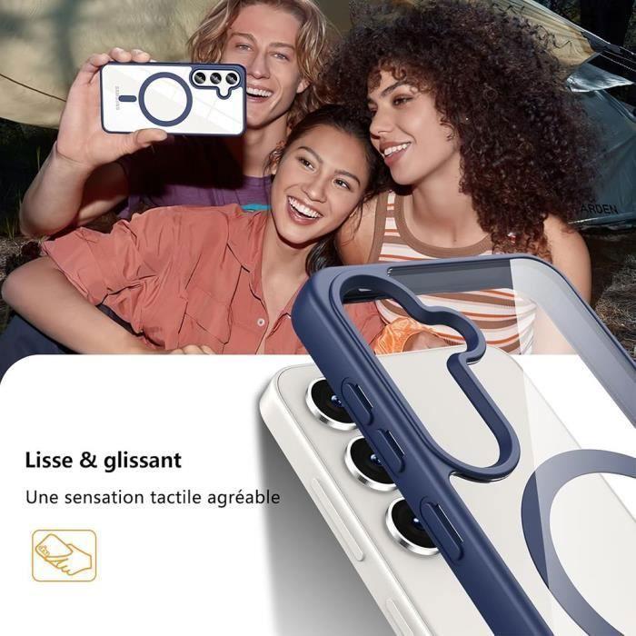 Coque et 2 Verres Trempés pour Samsung Galaxy S25, Protection avec Anneau Magnétique - Bleu Marine
