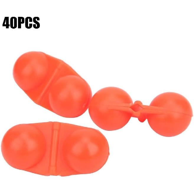 Fishing Rattles for catfishing,Double Rattle,40Pcs Portable ABS Double Rattle Sea Fishing Attractor Bell Beads Accessory for Luring Fish(red)