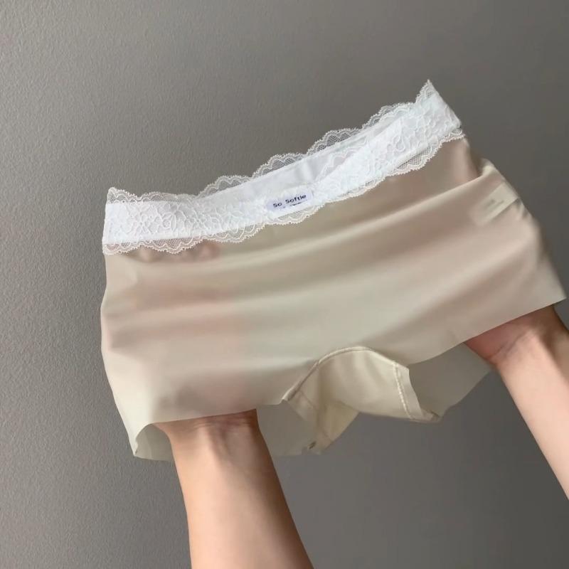 

Women s Summer Slim 2 in 1 Ice Silk Traceless Safe Anti Slip Comfortable Mid Waist Panties XL зелений