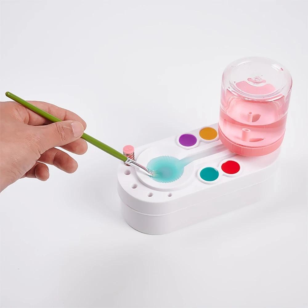New 1PC  Paint Brush Cleaner With Drain Button Automatic Water Circulation Paint Brush Cleaning Machine Cleaning Bucket Art Tool