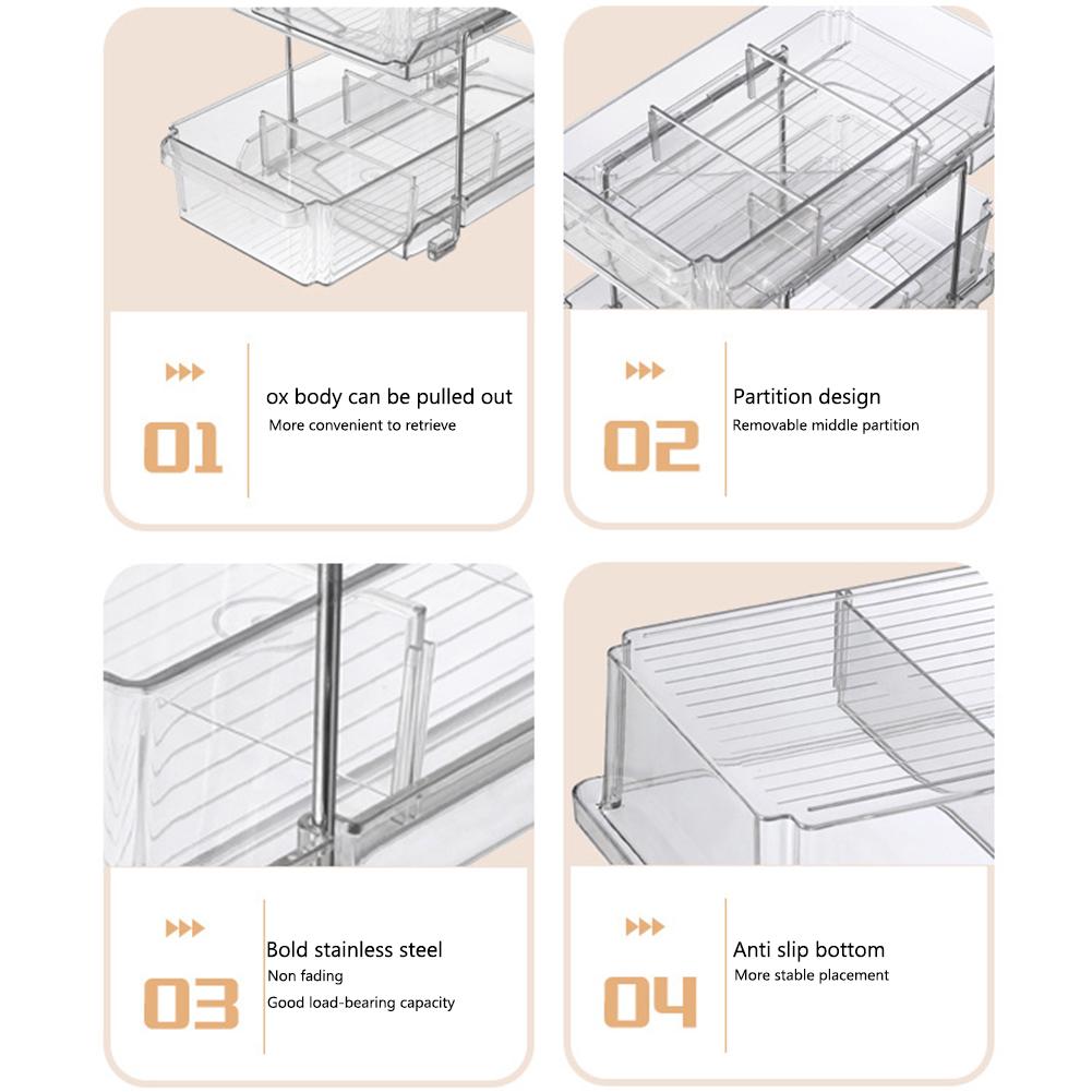 2 Tier Closet Organizer Durable Clear for Cabinet Pantry for Under Sink Office