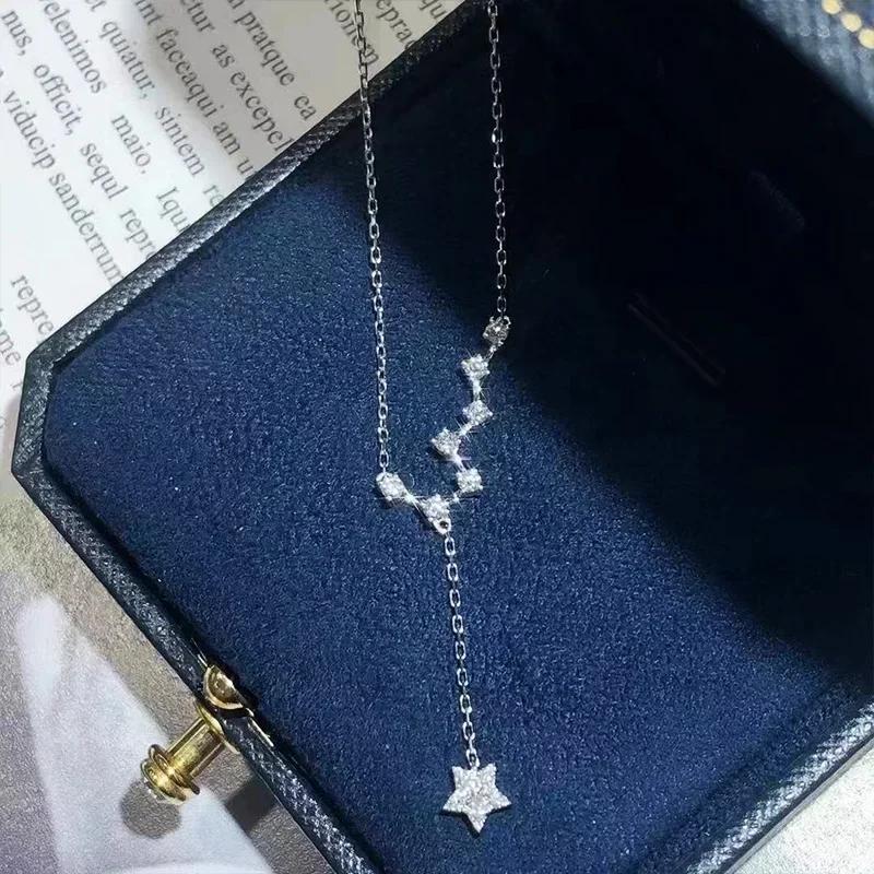 Gift Creative Style Star Shape Pendant Necklace For Women Lovely Neck Jewelry With Brilliant Cubic Zirconia Daily Collocation