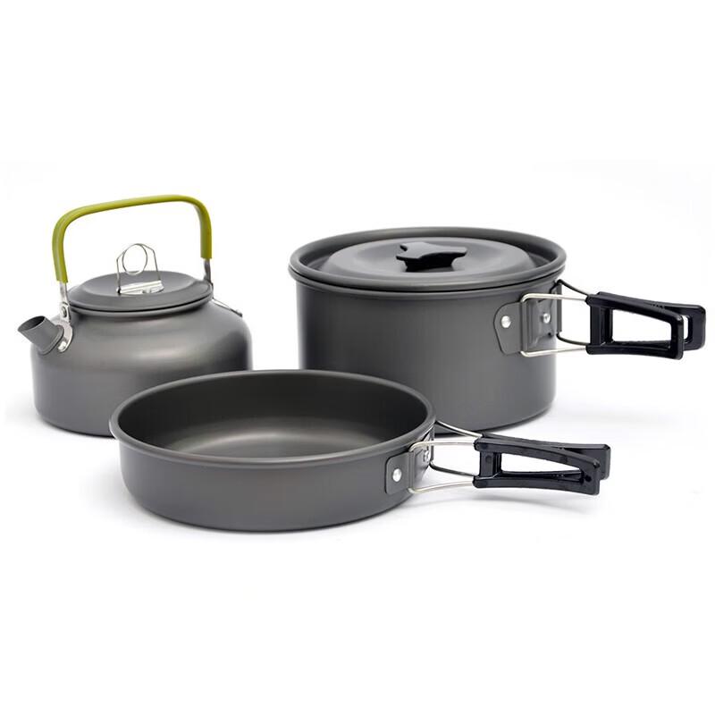 Tri-polar Portable Camping Cookware Set with Kettle