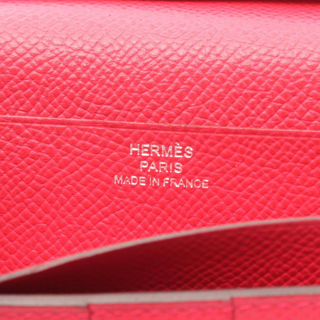 Used HERMES Bearn Soufflet Bifoldpurse Epsom Leather Epsom Pink Rose Extreme Used Women