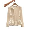 Plus Size Velvet Lace Patchwork Long Sleeve T-shirt - Women's Slimming Autumn/Winter Fashion Top