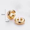 Oversize Chunky Round Circle Clip On Earrings for Women Gold Plated Stainless Steel Ear Cuff Hollow Tube Thick Earclips Jewelry