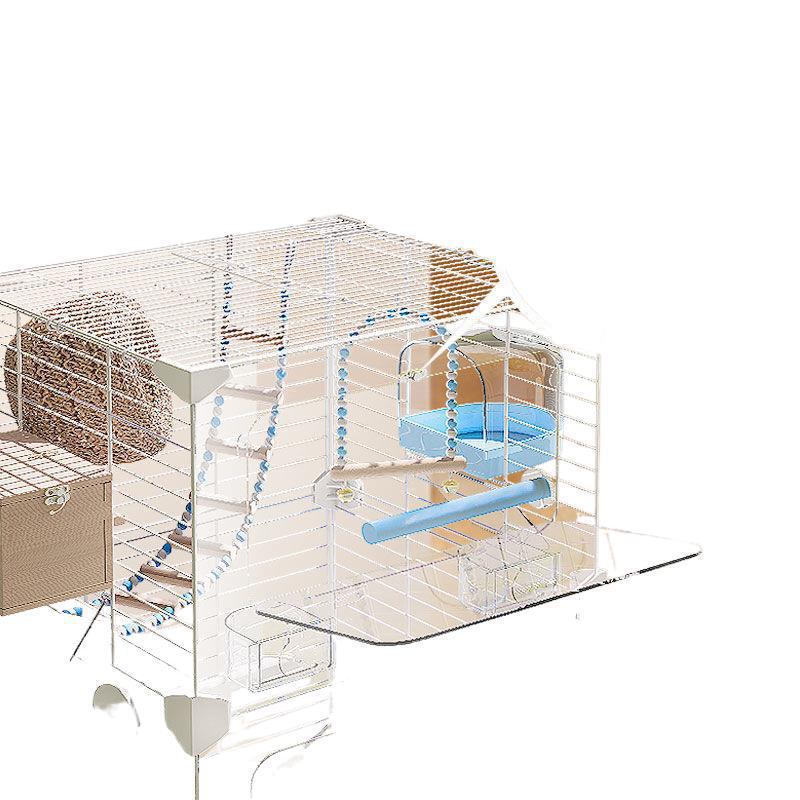 Large Transparent Acrylic Bird Cage with Toilet for Cockatiels and Parrots