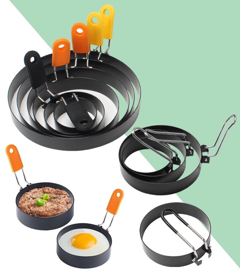 Pro Round Pancake Mold with Egg Ring Nonstick Stainless Steel Breakfast Maker Tool for Crepes Home & Commercial Use Cooking Mold