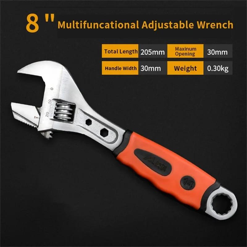 Adjustable Wrench Stainless Steel Universal Spanner Bathroom Wrench Household Large Open High Quality Plumbing Repair Tool