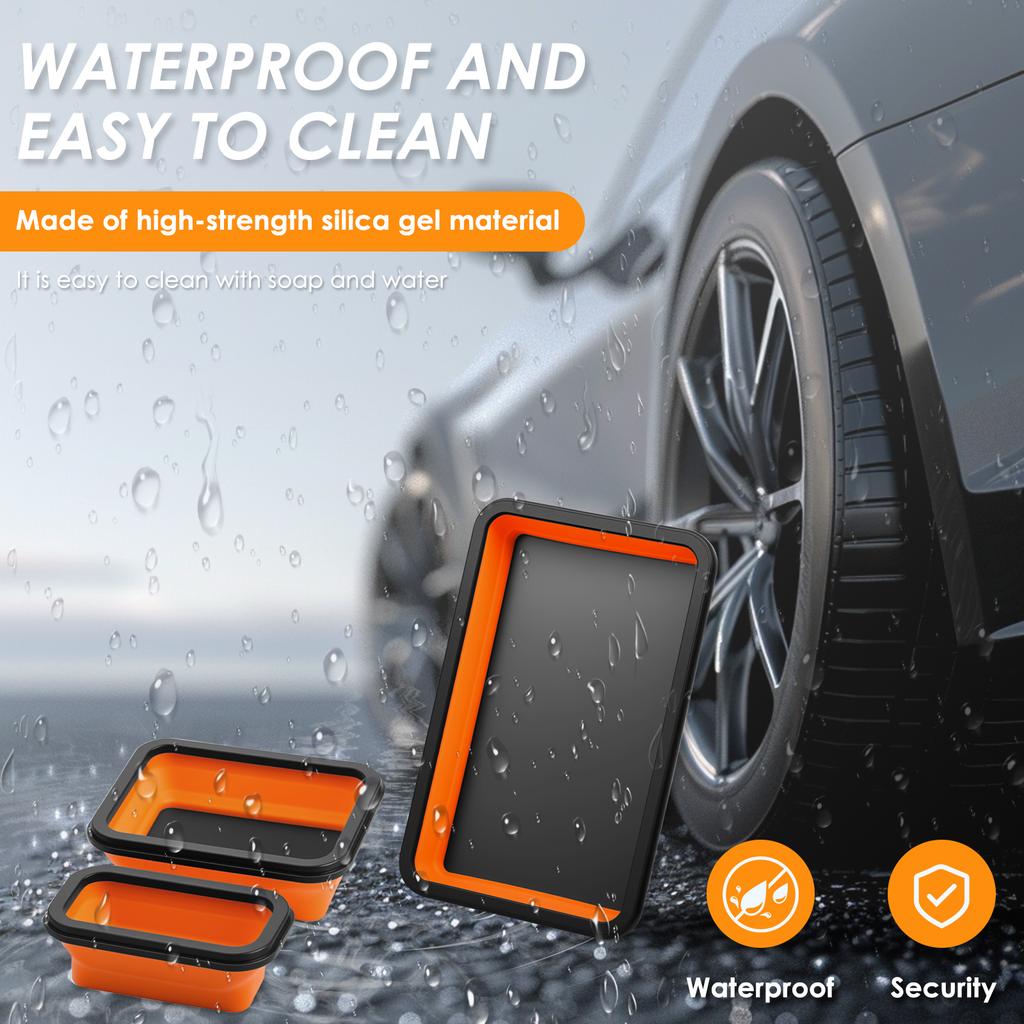 Collapsible Magnetic Parts Tray Set 3 Different Size Tool Silicone Trays for Screw, Bolts, Nuts, Washers, Pins and Other Parts