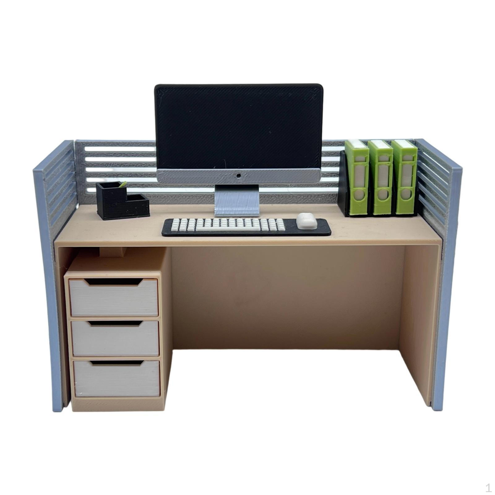 

Кукольный домик Декор Сцена Игрушки Мини Компьютерный стол 1/12 Кукольный домик Подарки Set A