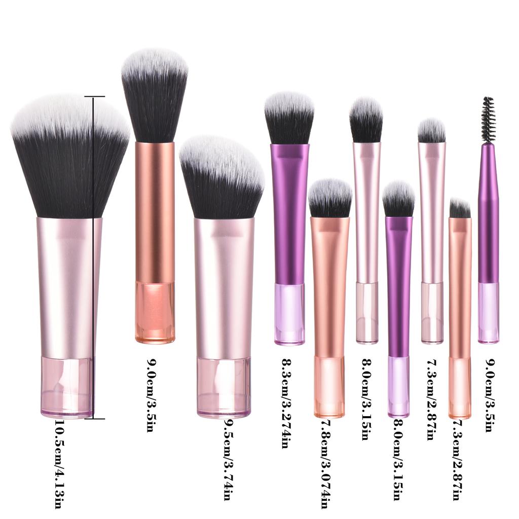 10 Pink Mini Makeup Brush Travel Portable Makeup Tool Makeup Puff - Palm Brush Professional Makeup Tool Set