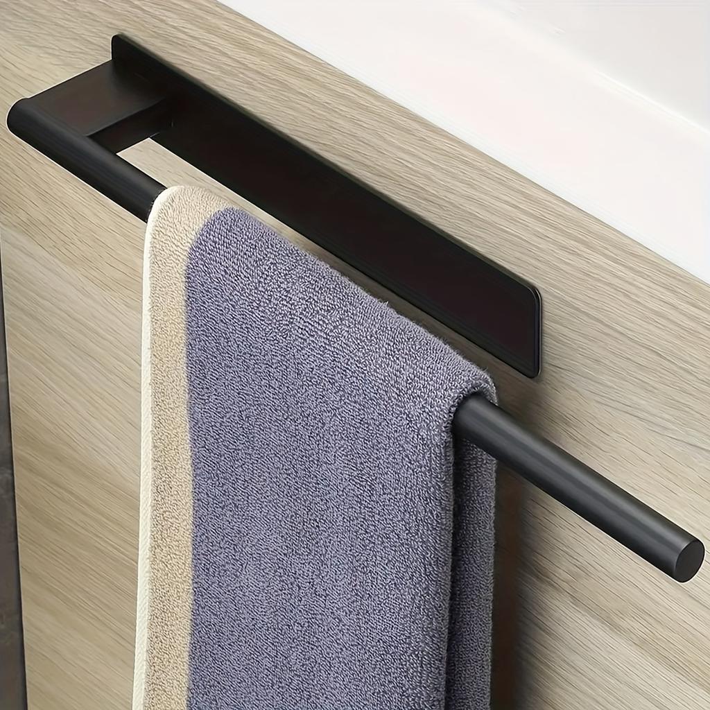 1pc Stainless Steel Towel Rack | Wall Mounted, Self-adhesive, No Drilling Required, Contemporary Style for Kitchen and Bathroom