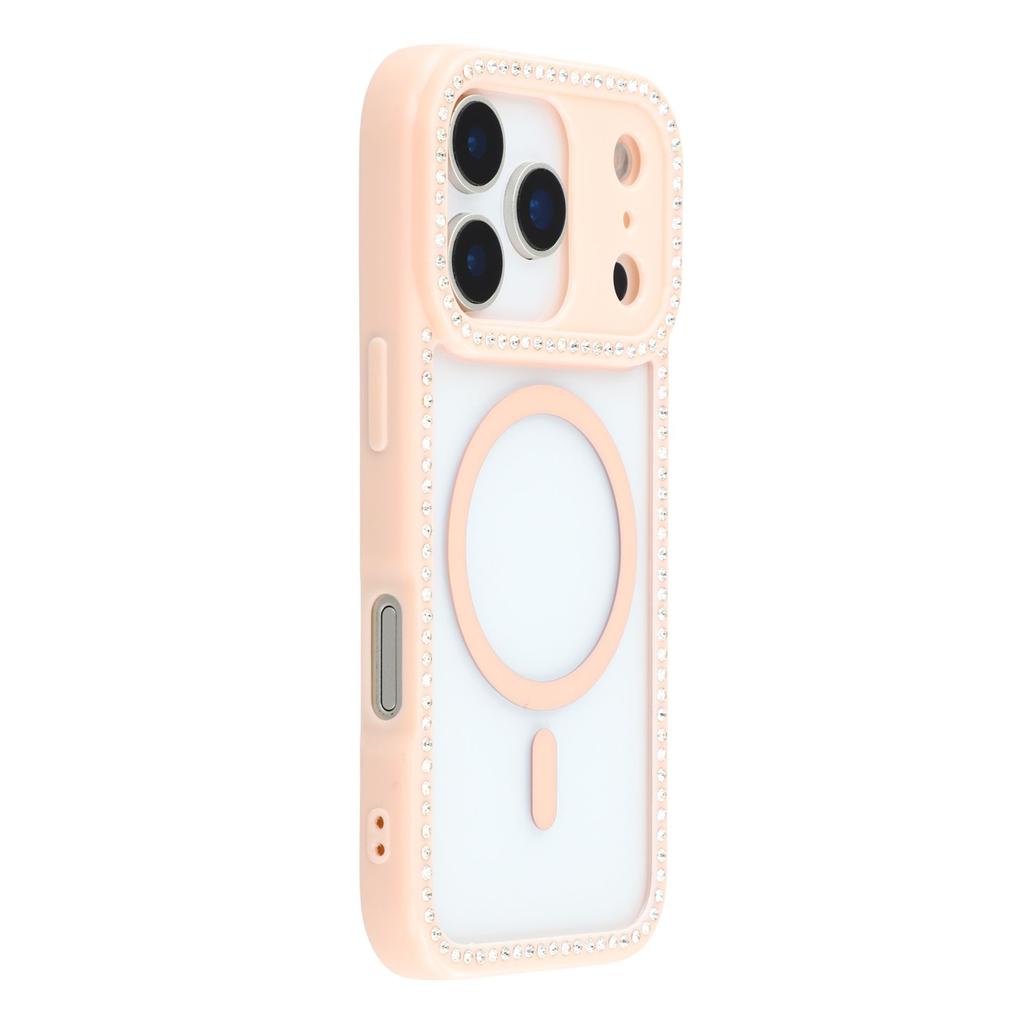 For iPhone 17 Pro Case Compatible with MagSafe Sparkling Rhinestone Decor TPU+PC Clear Phone Back Cover