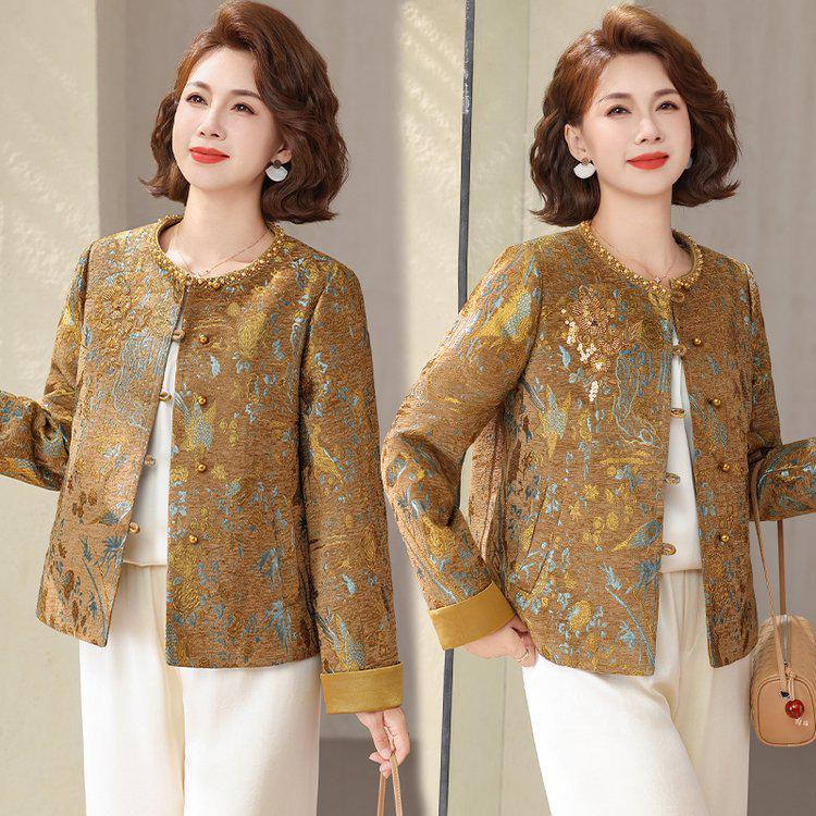 2026 Spring Stylish Casual Chinese Fashion Loose Jacket for Mother s Wear 5XL