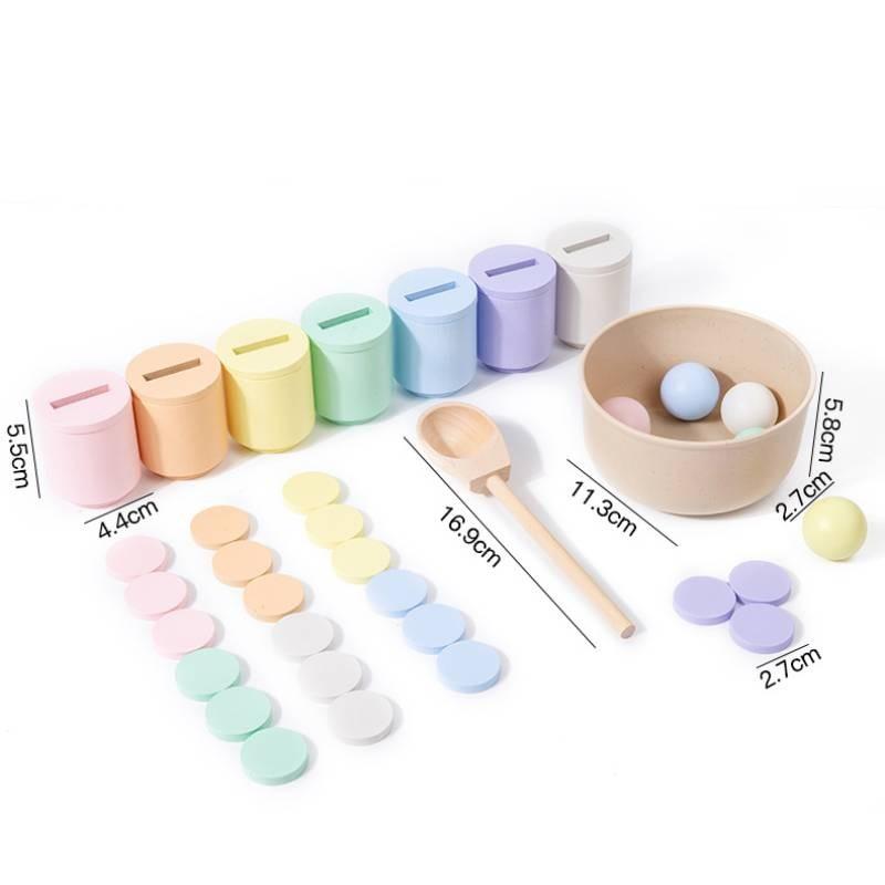 Wooden Montessori Toy Color Sorting Cup Game For Preschool Learning And Development