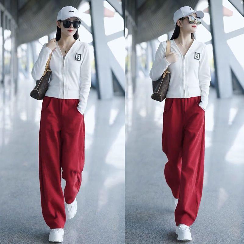 Fashionable and Lazy Style Suit for Women's Short Top Casual Draped Straight Sportswear