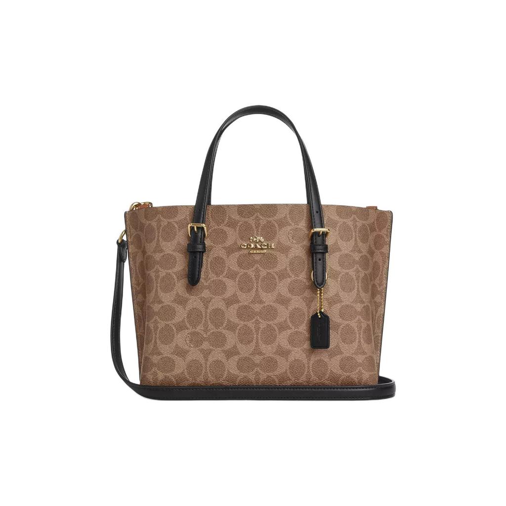 Coach Mollie Brand Logo Detachable Shoulder Strap Tote Bag Shopping Bag Women Tote Brown Black CV965-IMQRX