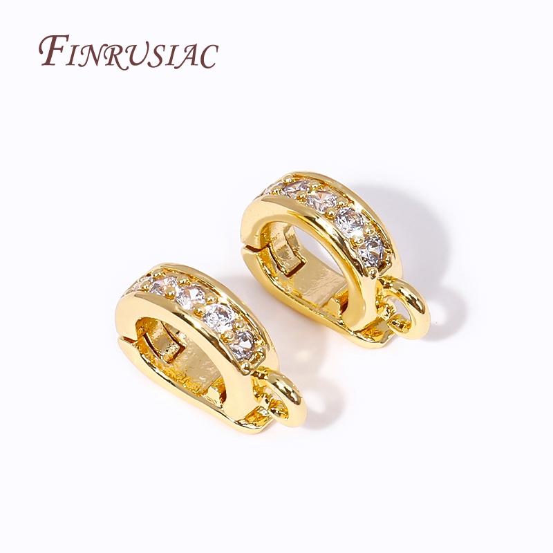 18K Gold Plated Brass With Zircon Hinged Pendant Enhancer Bail Clasps For Jewelry Making Supplies DIY Findings Accessories