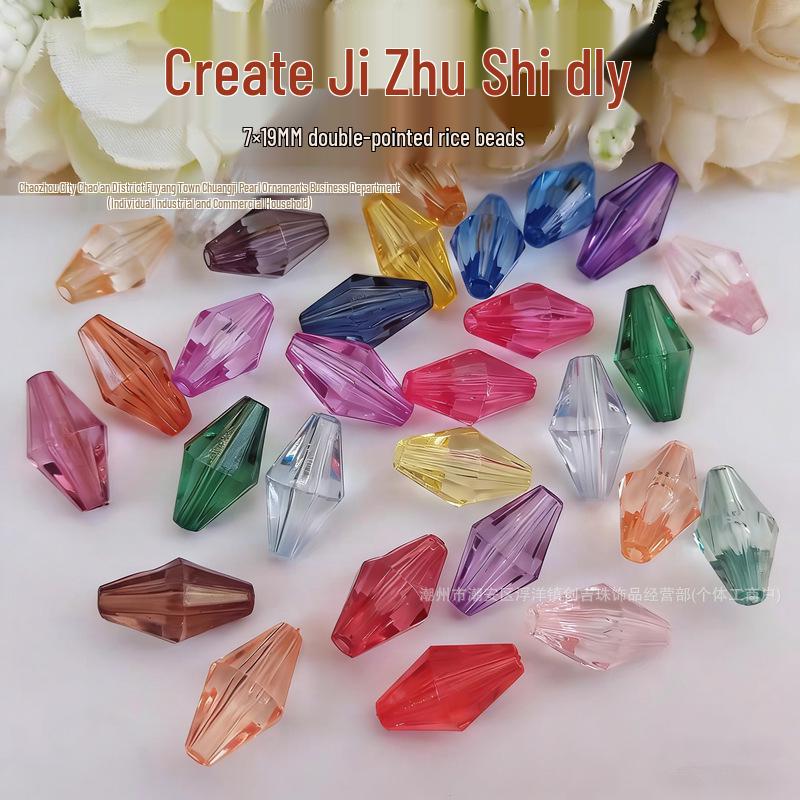 DIY Acryl Transparent Doppelspitzige Reiskörner für Schmuck und Gardinendekoration (7x19mm)