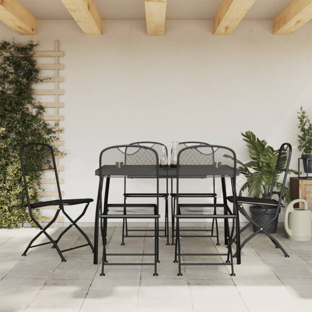 Vidaxl 7-Cz. Garden Furniture Set, Anthracite, Metal Mesh