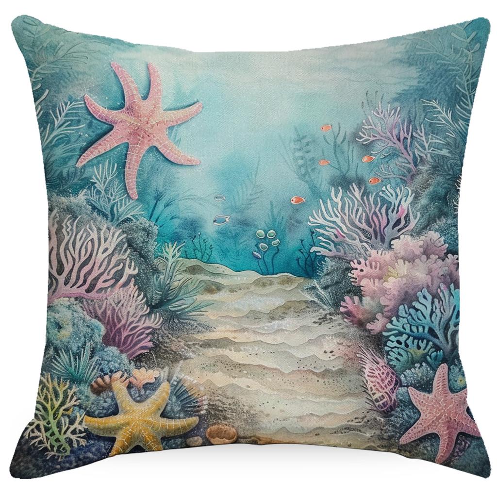 Colorful Marine Life Shell Pillowcase Summer Holiday Beach Hotel Decorative Cushion Cover