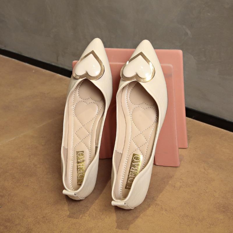 Fashion Women's Fashion Flat Shoes Autumn New Pointed Head Shallow Mouth Metal Buckle Soft Sole Non-slip Low-top Shoes