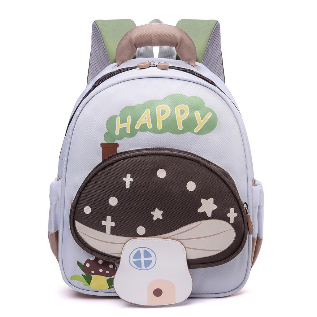 

Kids School Backpack With Comfortable Shoulder System And Mushroom Pattern For Preschool Use Brown