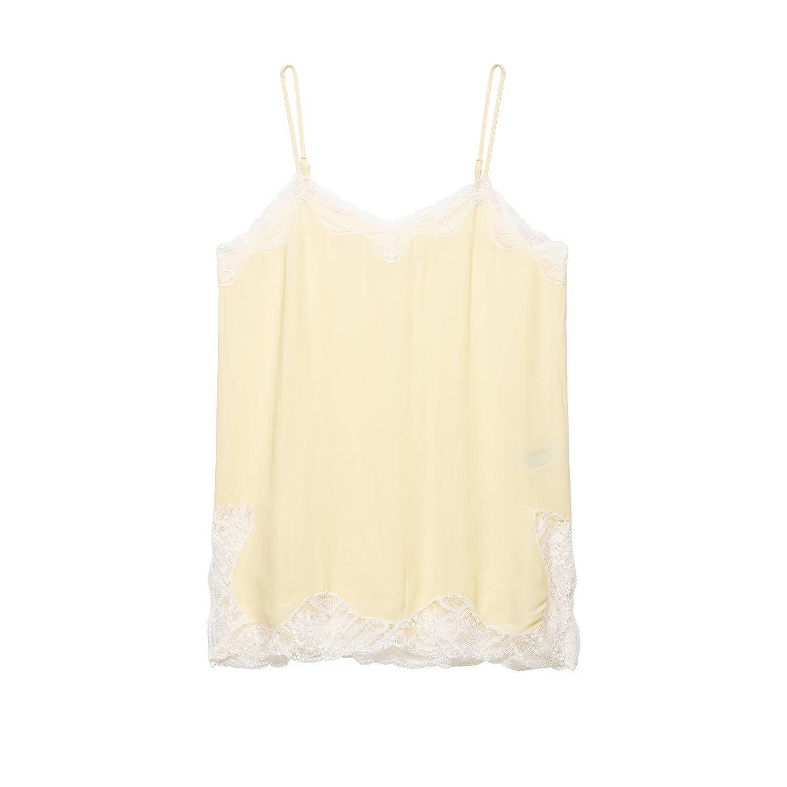 2026 Spring Women s European & American Style Lace Lingerie Top Extra Small жёлтый