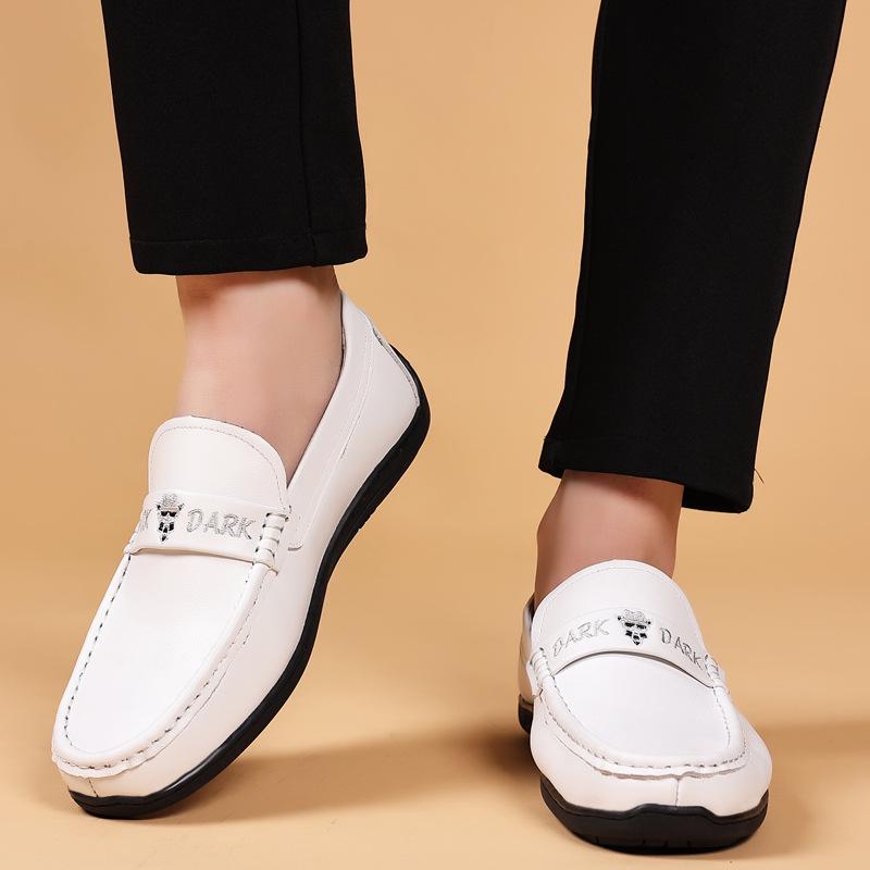 Men's Genuine Leather Cowhide Moccasins - Casual Fashion Loafers, European Style Slip-On Shoes