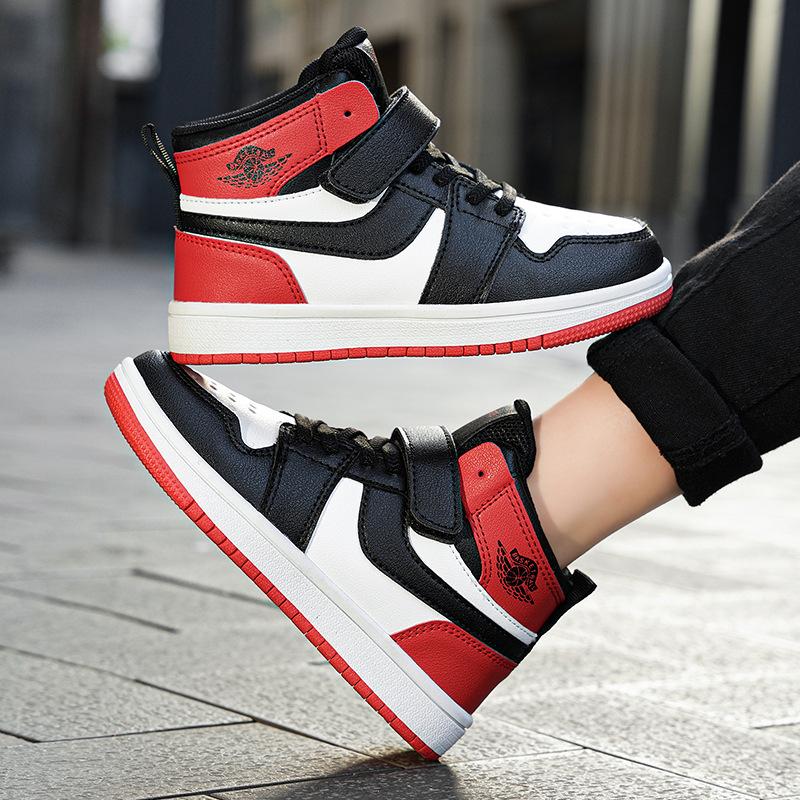 Boys high-top fashion waterproof sneakers board shoes autumn middle school students fashion versatile tide non-slip leather surface children