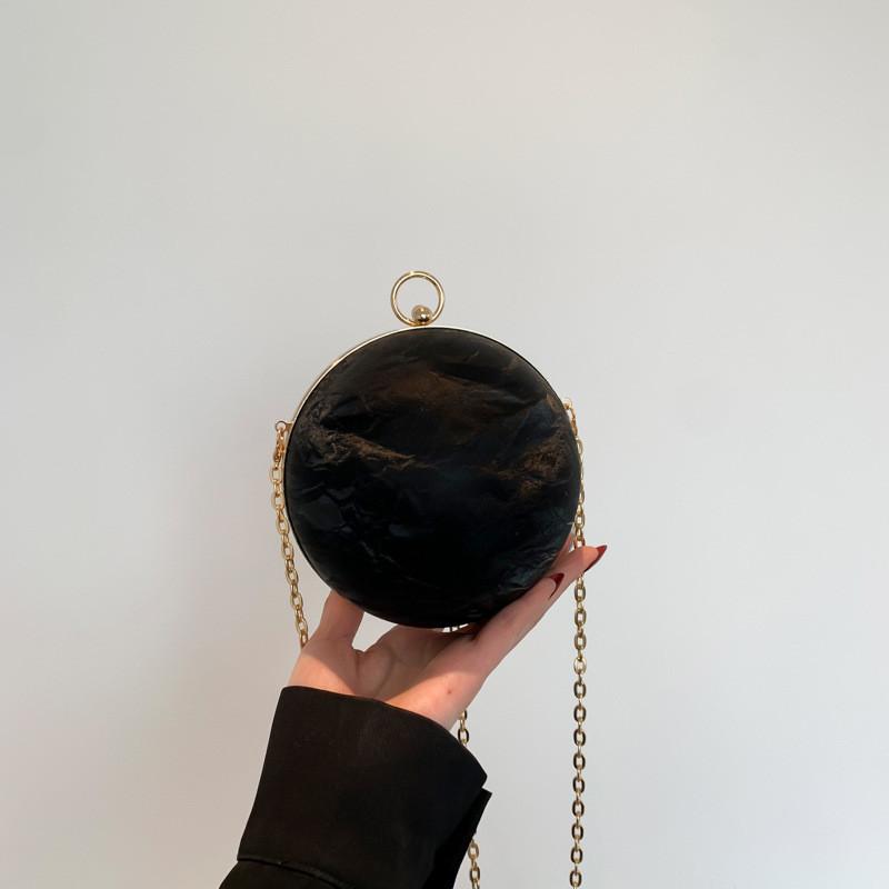 

Trendy Round Shiny Sequin Shoulder Bag For Women Chic Soft Chain Handbag чёрный