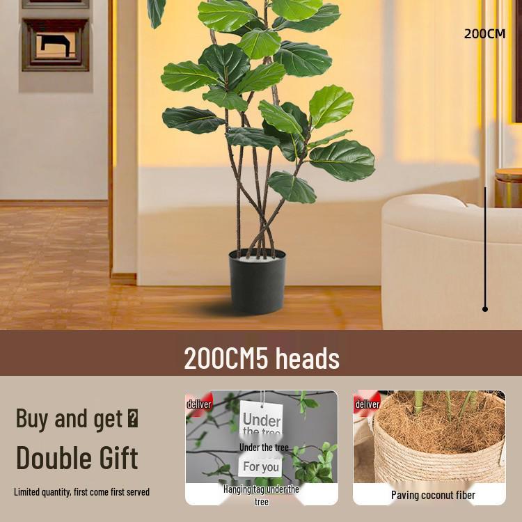 Large Potted Fiddle-Leaf Fig: Luxury Faux Green Plant for Living Room Decor