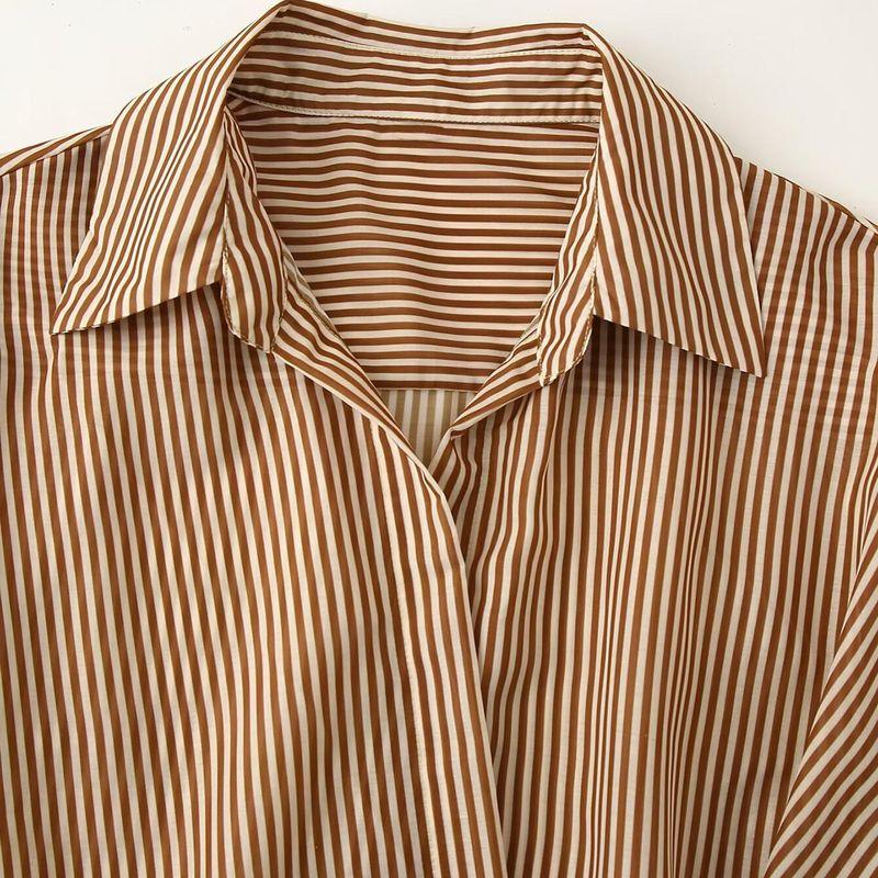 Jnleaog Spring New Arrival Women's Clothing Fashion Style French Fashion Design Stripes Tencel Shirt Style Dress